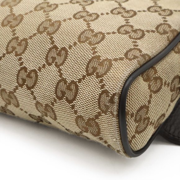 GUCCI GG Canvas Waist Bag/Body Bag/Fan Pouch in Leather (Beige, Dark Brown,